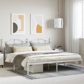 Estructura de cama de metal con cabecero blanco 193x203 cm de vidaXL, Camas y somieres - Ref: Foro24-353494, Precio: 133,99 €...