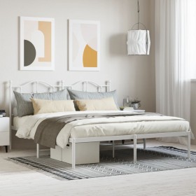 Estructura de cama de metal con cabecero blanco 183x213 cm de vidaXL, Camas y somieres - Ref: Foro24-353493, Precio: 132,04 €...