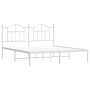 Metal bed frame with white headboard 183x213 cm by vidaXL, Beds and slatted bases - Ref: Foro24-353493, Price: 131,99 €, Disc...