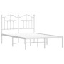 Metal bed frame with white headboard 120x200 cm by vidaXL, Beds and slatted bases - Ref: Foro24-353486, Price: 122,95 €, Disc...