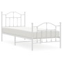 Metal bed frame with headboard and footboard white 90x190 cm by vidaXL, Beds and slatted bases - Ref: Foro24-353498, Price: 9...