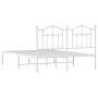 Metal bed frame with white headboard 140x190 cm by vidaXL, Beds and slatted bases - Ref: Foro24-353488, Price: 124,23 €, Disc...