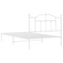 Metal bed frame with white headboard 107x203 cm by vidaXL, Beds and slatted bases - Ref: Foro24-353484, Price: 84,99 €, Disco...