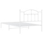 Metal bed frame with white headboard 100x200 cm by vidaXL, Beds and slatted bases - Ref: Foro24-353483, Price: 79,99 €, Disco...