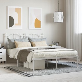 White metal bed frame with headboard 140x200 cm by vidaXL, Beds and slatted bases - Ref: Foro24-353489, Price: 127,99 €, Disc...