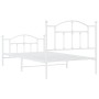 White metal bed frame with headboard and footboard 100x190 cm by vidaXL, Beds and slatted bases - Ref: Foro24-353500, Price: ...