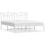 Metal bed frame with white headboard 180x200 cm by vidaXL, Beds and slatted bases - Ref: Foro24-353492, Price: 135,58 €, Disc...