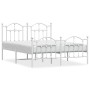 Estructura cama metal con cabecero y estribo blanco 135x190 cm de vidaXL, Camas y somieres - Ref: Foro24-353505, Precio: 139,...