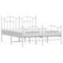 Metal bed frame with headboard and white footboard 135x190 cm by vidaXL, Beds and slatted bases - Ref: Foro24-353505, Price: ...