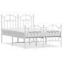 Metal bed frame with headboard and white footboard 120x190 cm by vidaXL, Beds and slatted bases - Ref: Foro24-353503, Price: ...