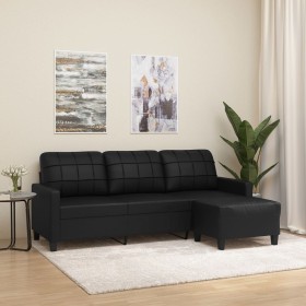 3-seater sofa with black synthetic leather stool 180 cm by vidaXL, Sofas - Ref: Foro24-3201014, Price: 360,30 €, Discount: %