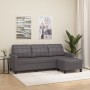 Sofá de 3 plazas con taburete cuero sintético gris 180 cm de vidaXL, Sofás - Ref: Foro24-3201016, Precio: 364,48 €, Descuento: %