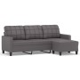 Sofá de 3 plazas con taburete cuero sintético gris 180 cm de vidaXL, Sofás - Ref: Foro24-3201016, Precio: 307,99 €, Descuento: %