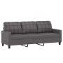 Sofá de 3 plazas con taburete cuero sintético gris 180 cm de vidaXL, Sofás - Ref: Foro24-3201016, Precio: 307,99 €, Descuento: %