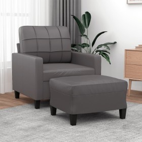 Armchair with synthetic leather gray stool 60 cm by vidaXL, Sofas - Ref: Foro24-3201011, Price: 207,99 €, Discount: %