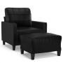 Sillón con taburete cuero sintético negro 60 cm de vidaXL, Sofás - Ref: Foro24-3201009, Precio: 216,67 €, Descuento: %