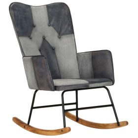 Genuine Leather and Gray Canvas Rocking Chair by vidaXL, Rocking chairs - Ref: Foro24-339693, Price: 105,99 €, Discount: %