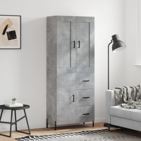 Aparador alto madera contrachapada gris hormigón 69,5x34x180 cm de vidaXL, Aparadores - Ref: Foro24-3199821, Precio: 166,29 €...