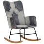 Genuine Leather and Gray Canvas Rocking Chair by vidaXL, Rocking chairs - Ref: Foro24-339693, Price: 114,12 €, Discount: %