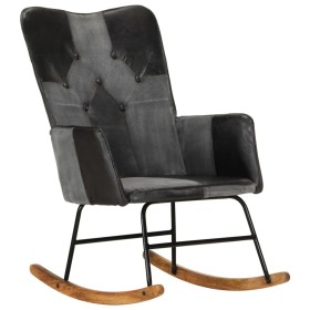 Genuine Leather and Black Canvas Rocking Chair by vidaXL, Rocking chairs - Ref: Foro24-339694, Price: 106,99 €, Discount: %