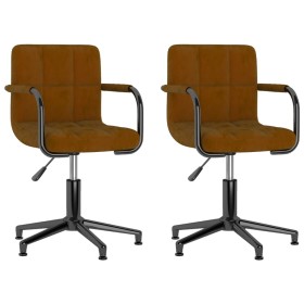 Swivel dining chairs 2 pcs brown velvet by vidaXL, dining chairs - Ref: Foro24-334781, Price: 146,53 €, Discount: %