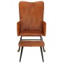 Brown genuine leather rocking chair with stool by vidaXL, Rocking chairs - Ref: Foro24-339695, Price: 130,24 €, Discount: %