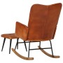 Brown genuine leather rocking chair with stool by vidaXL, Rocking chairs - Ref: Foro24-339695, Price: 130,24 €, Discount: %