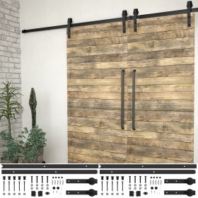 Sliding door hardware kit black steel 2 units 200 cm by vidaXL, doorframes - Ref: Foro24-3059845, Price: 105,73 €, Discount: %