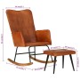 Brown genuine leather rocking chair with stool by vidaXL, Rocking chairs - Ref: Foro24-339695, Price: 130,24 €, Discount: %