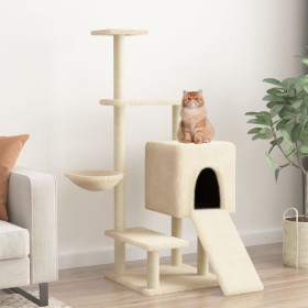 Cat scratching post with cream sisal posts 130.5 cm by vidaXL, Cat furniture - Ref: Foro24-172040, Price: 51,92 €, Discount: %