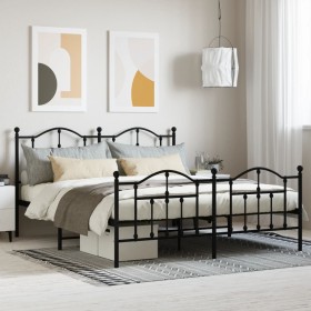 Black metal headboard and footboard bed frame 180x200 cm by vidaXL, Beds and slatted bases - Ref: Foro24-353461, Price: 160,9...