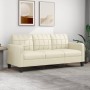 3-seater cream-colored synthetic leather sofa, 180 cm by vidaXL, Sofas - Ref: Foro24-359123, Price: 249,10 €, Discount: %