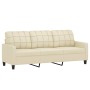 3-seater cream-colored synthetic leather sofa, 180 cm by vidaXL, Sofas - Ref: Foro24-359123, Price: 249,10 €, Discount: %