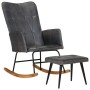 Gray genuine leather rocking chair with stool by vidaXL, Rocking chairs - Ref: Foro24-339697, Price: 134,60 €, Discount: %