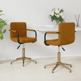 Swivel dining chairs 2 units brown velvet by vidaXL, dining chairs - Ref: Foro24-334865, Price: 101,99 €, Discount: %