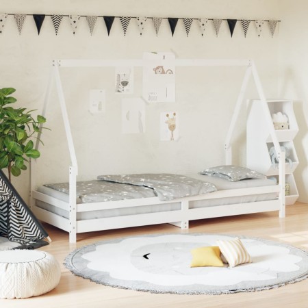 Estructura de cama para niños madera de pino blanco 90x200 cm de vidaXL, Cunas y camas para niños - Ref: Foro24-834484, Preci...