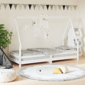 Estructura de cama para niños madera de pino blanco 80x200 cm de vidaXL, Cunas y camas para niños - Ref: Foro24-834481, Preci...