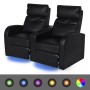 Sillones de 2 y 3 plazas con LED cuero sintético negro de vidaXL, Sofás - Ref: Foro24-274314, Precio: 1,00 €, Descuento: %