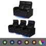 2 and 3 seater armchairs with LED black synthetic leather by vidaXL, Sofas - Ref: Foro24-274315, Price: 1,00 €, Discount: %