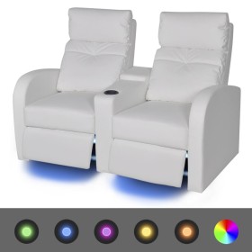 2-seater armchair with LED white synthetic leather by vidaXL, Sofas - Ref: Foro24-243595, Price: 707,99 €, Discount: %