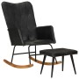 Black genuine leather rocking chair with stool by vidaXL, Rocking chairs - Ref: Foro24-339698, Price: 129,49 €, Discount: %