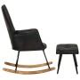 Black genuine leather rocking chair with stool by vidaXL, Rocking chairs - Ref: Foro24-339698, Price: 134,75 €, Discount: %