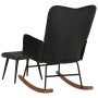 Mecedora con taburete cuero auténtico negro de vidaXL, Mecedoras - Ref: Foro24-339698, Precio: 129,49 €, Descuento: %