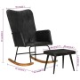 Black genuine leather rocking chair with stool by vidaXL, Rocking chairs - Ref: Foro24-339698, Price: 134,75 €, Discount: %