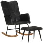 Black genuine leather rocking chair with stool by vidaXL, Rocking chairs - Ref: Foro24-339698, Price: 134,75 €, Discount: %