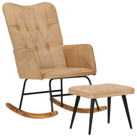 Vintage cream rocking chair with canvas stool by vidaXL, Rocking chairs - Ref: Foro24-339699, Price: 141,99 €, Discount: %