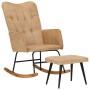 Vintage cream rocking chair with canvas stool by vidaXL, Rocking chairs - Ref: Foro24-339699, Price: 141,99 €, Discount: %