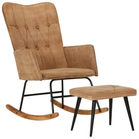 Brown vintage canvas rocking chair with stool by vidaXL, Rocking chairs - Ref: Foro24-339700, Price: 144,99 €, Discount: %