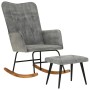 Rocking chair with gray vintage canvas stool by vidaXL, Rocking chairs - Ref: Foro24-339701, Price: 133,40 €, Discount: %