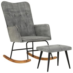 Rocking chair with gray vintage canvas stool by vidaXL, Rocking chairs - Ref: Foro24-339701, Price: 133,99 €, Discount: %